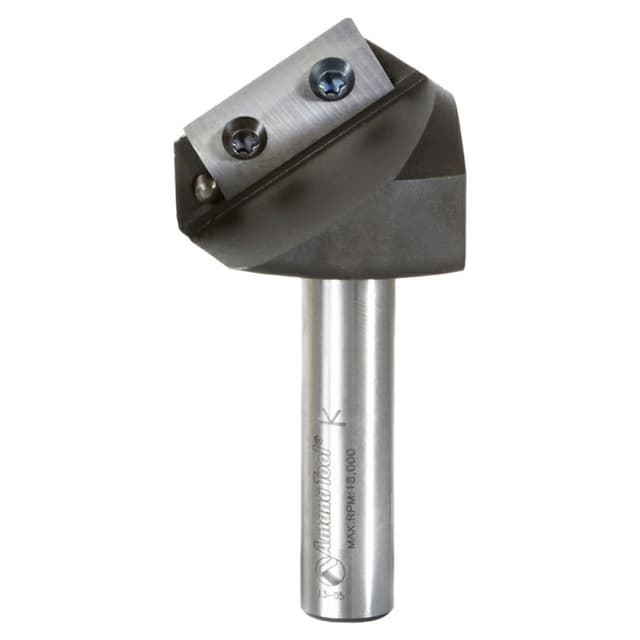 2mm Tip x 37/64" x 1-47/64" Dia Solid Carbide Insert Knife 110° Double Edge Folding V-Groove Bit for Shaping Composite Panels, 1/2" Shank