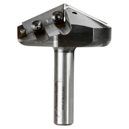 3mm Tip x 2-1/8" Dia x 15/32" Solid Carbide Insert Knife 130° Double Edge Folding V-Groove Bit for Shaping Composite Panels, 1/2" Shank