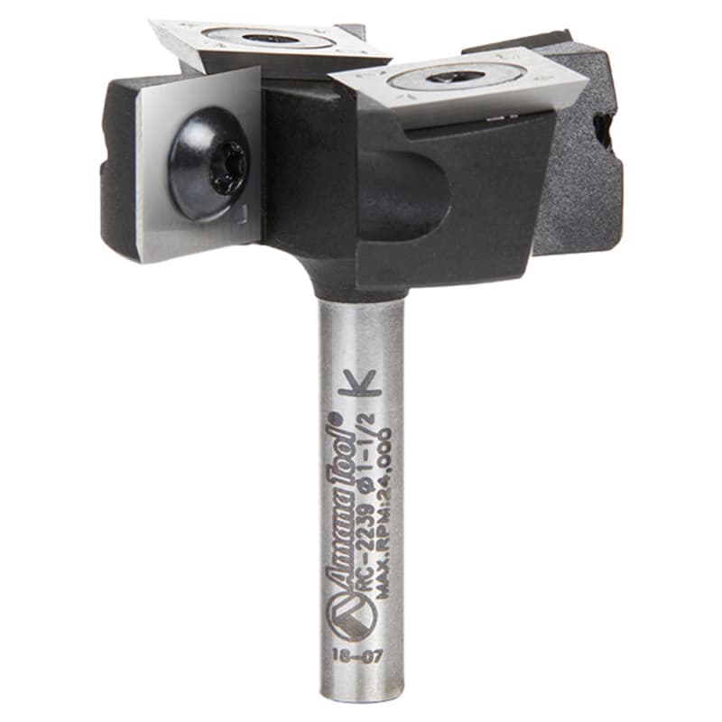 1-1/2" Dia x 1/2" Insert Carbide Mini Spoilboard Surfacing, Rabbeting, Flycutter, Slab Leveler/Surface Planer Router Bit, 6mm Shank