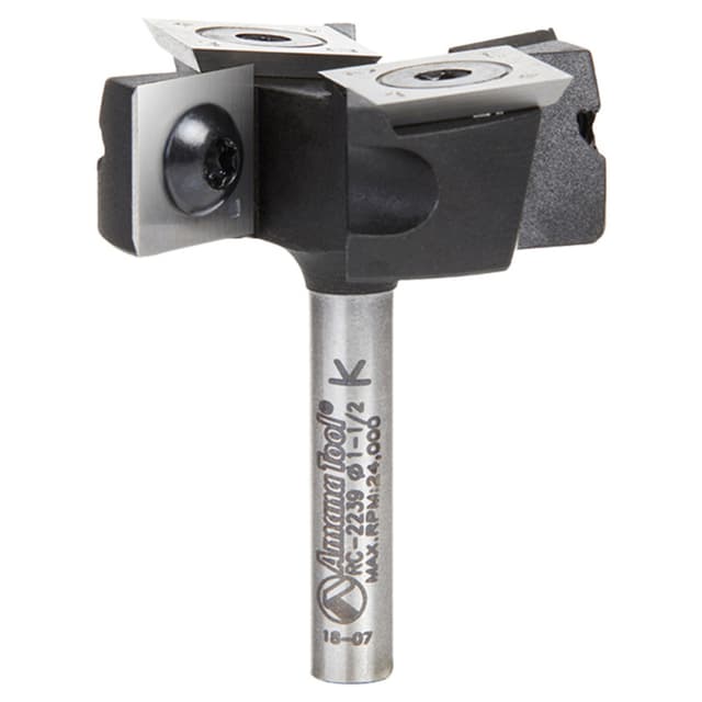 1-1/2" Dia x 1/2" Insert Carbide Mini Spoilboard Surfacing, Rabbeting, Flycutter, Slab Leveler/Surface Planer Router Bit, 6mm Shank