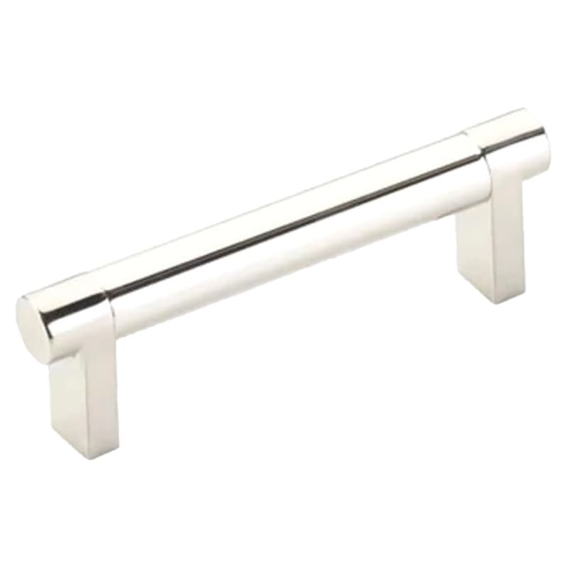 3-1/2" Select Rectangular Stem Smooth Cabinet Pull, Polished Nickel/Polished Nickel