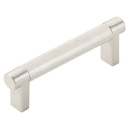 3-1/2" Select Rectangular Knurled Cabinet Pull, Satin Nickel/Satin Copper