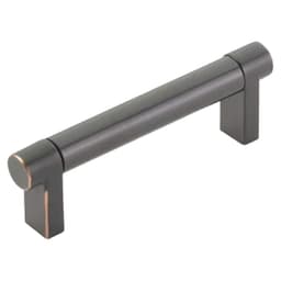 3-1/2" Select Rectangular Stem Smooth Cabinet Pull, Satin Nickel/Oil Rubbed Bronze