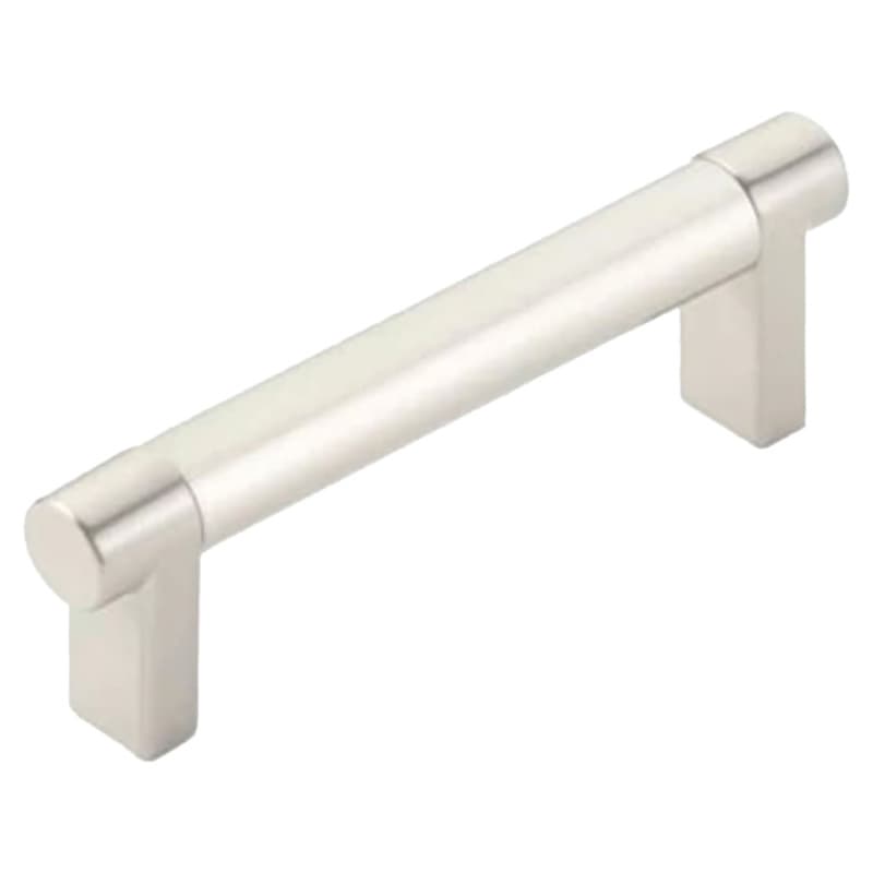 3-1/2" Select Rectangular Stem Smooth Cabinet Pull, Satin Nickel/Satin Nickel