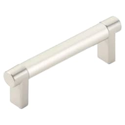 3-1/2" Select Rectangular Stem Smooth Cabinet Pull, Satin Nickel/Satin Nickel