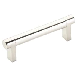3-1/2" Select Rectangular Stem Smooth Cabinet Pull, Flat Black/Polished Nickel