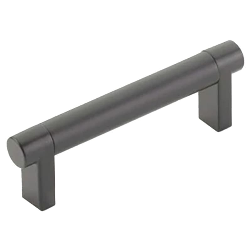 3-1/2" Select Rectangular Stem Smooth Cabinet Pull, Flat Black/Flat Black