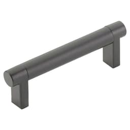 3-1/2" Select Rectangular Stem Smooth Cabinet Pull, Flat Black/Flat Black