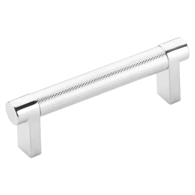 3-1/2" Select Rectangular Knurled Cabinet Pull, Polished Chrome/Satin Copper