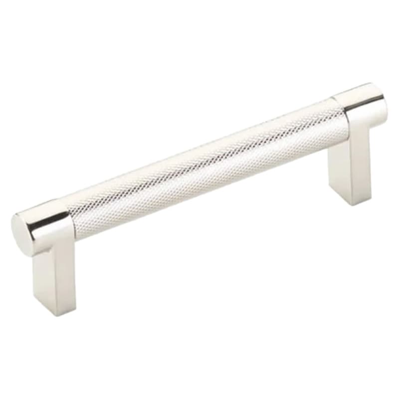 4" Select Rectangular Stem Knurled Cabinet Pull, Polished Nickel/Satin Copper