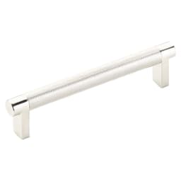 5" Select Rectangular Stem Knurled Cabinet Pull, Polished Nickel/Satin Copper