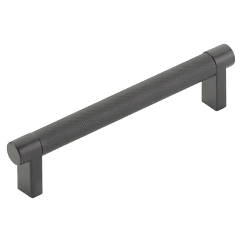 5" Select Rectangular Stem Knurled Cabinet Pull, Flat Black/Satin Copper