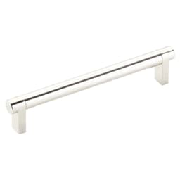 6" Select Rectangular Stem Smooth Cabinet Pull, Satin Copper/Polished Nickel