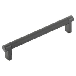 6" Select Rectangular Stem Knurled Cabinet Pull, Flat Black/Satin Copper