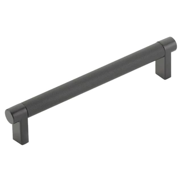 6" Select Rectangular Stem Knurled Cabinet Pull, Flat Black/Satin Copper