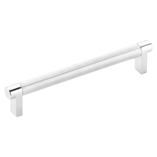 6" Select Rectangular Stem Knurled Cabinet Pull, Polished Chrome/Satin Copper