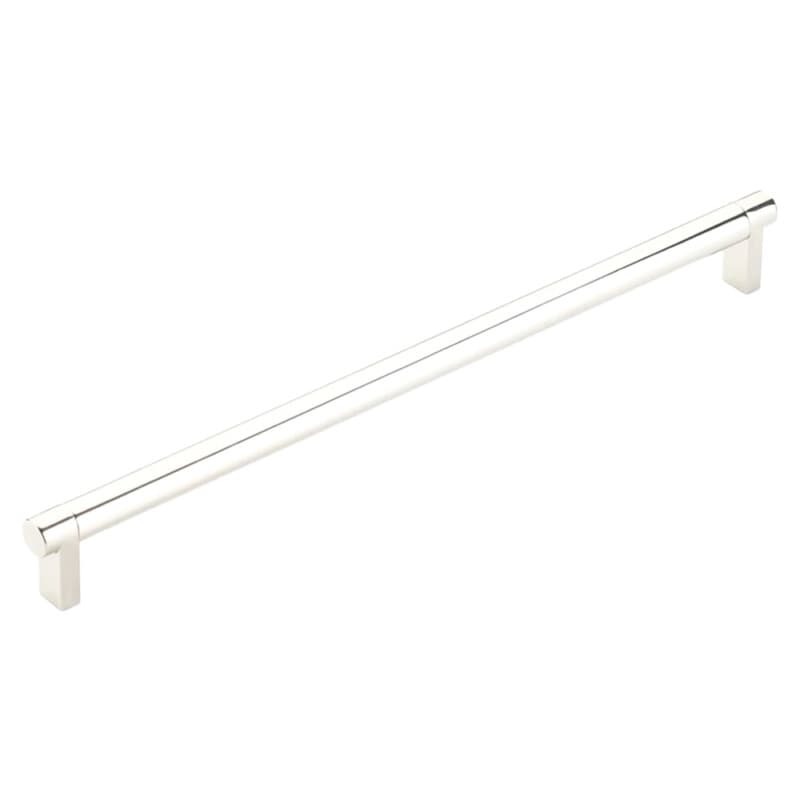 12" Select Rectangular Stem Smooth Cabinet Pull, Polished Nickel/Polished Nickel