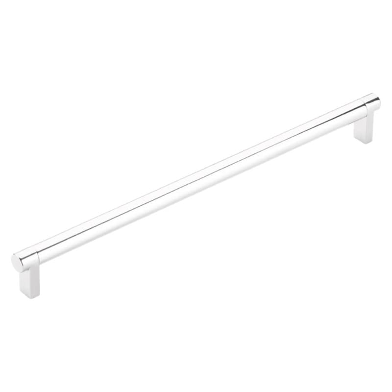 12" Select Rectangular Stem Smooth Cabinet Pull, Flat Black/Polished Chrome