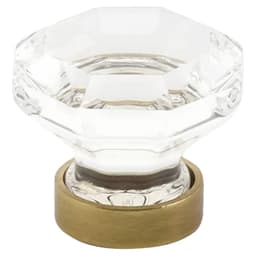 1-1/4" Old Town Glass Cabinet Knob, Unlacquered Brass