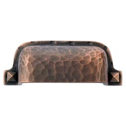 3" Hammered Bin Cup Pull, Unlacquered Brass