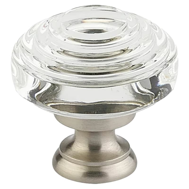 1-5/8" Deco Glass Cabinet Knob, Flat Black