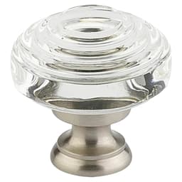 1-5/8" Deco Glass Cabinet Knob, Flat Black