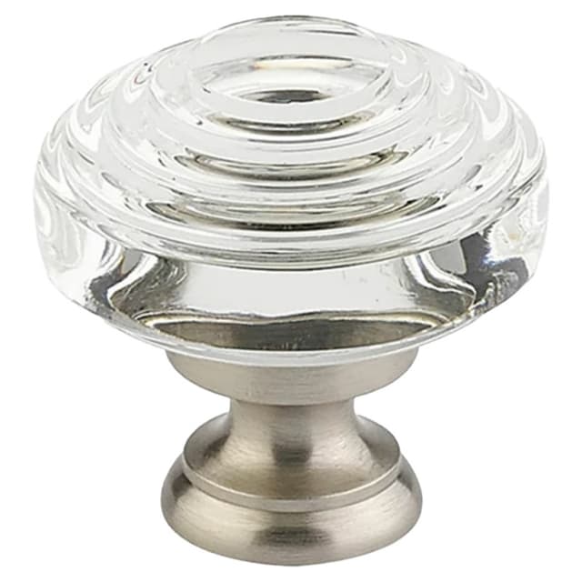 1-5/8" Deco Glass Cabinet Knob, Flat Black