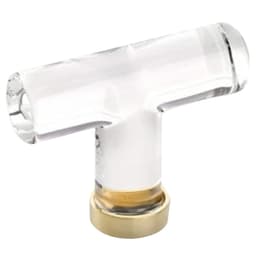2-1/8" Modern Glass Cabinet T-Knob, Polished Brass