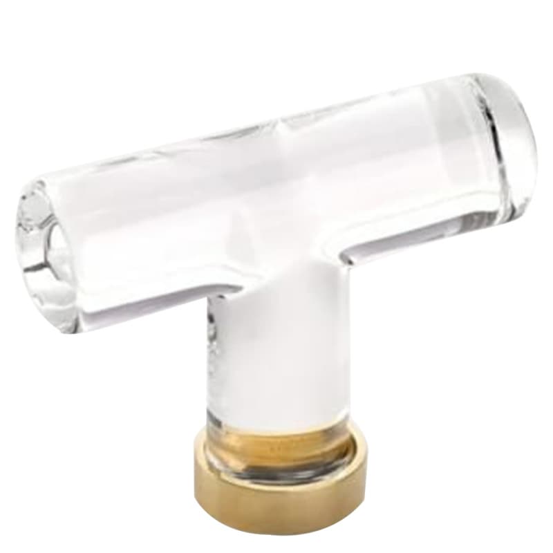 2-1/8" Modern Glass Cabinet T-Knob, Unlacquered Brass