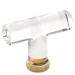 2-1/8" Modern Glass Cabinet T-Knob, Unlacquered Brass