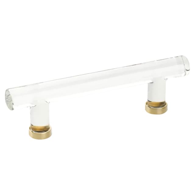 4" Modern Glass Bar Cabinet Pull, Polished Brass