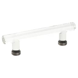 4" Modern Glass Bar Cabinet Pull, Pewter