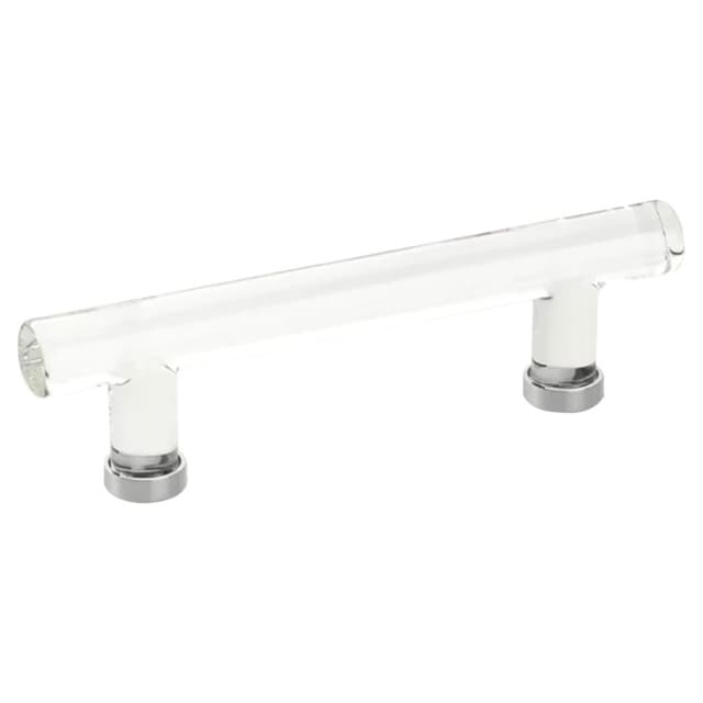 4" Modern Glass Bar Cabinet Pull, Polished Chrome