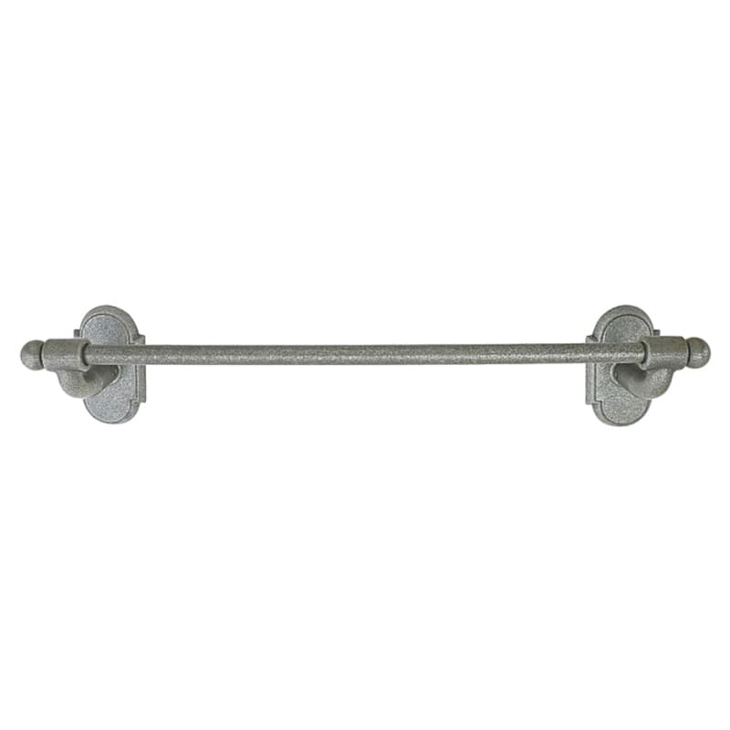 12" Wrought #2 Rosette Towel Bar, Flat Black Steel