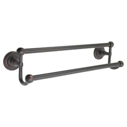 30" Traditional Ribbon/Reed Rosette Double Towel Bar, Polished Brass