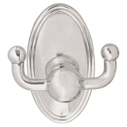 2" Traditional Small Disc Rosette Double Hook, Polished Nickel