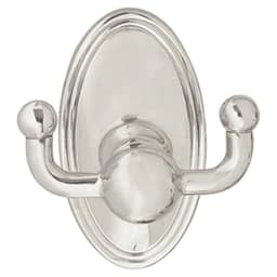 2" Traditional Small Regular Rosette Double Hook, Polished Nickel