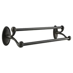24" Tuscany Bronze #14 Rosette Double Towel Bar, Flat Black Bronze