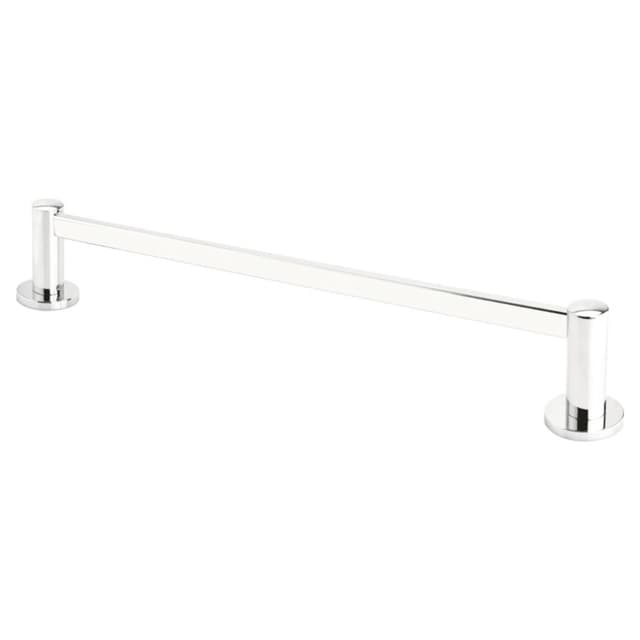 30" Modern Small Regular Rosette Towel Bar, Unlacquered Brass