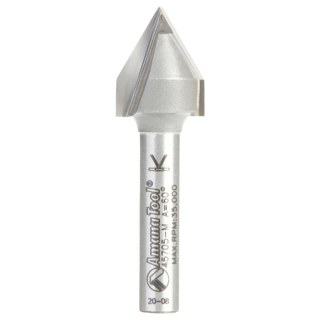 1/2" Dia x 13/32" V-Groove Router Bit, 2 Flute, 6mm Shank