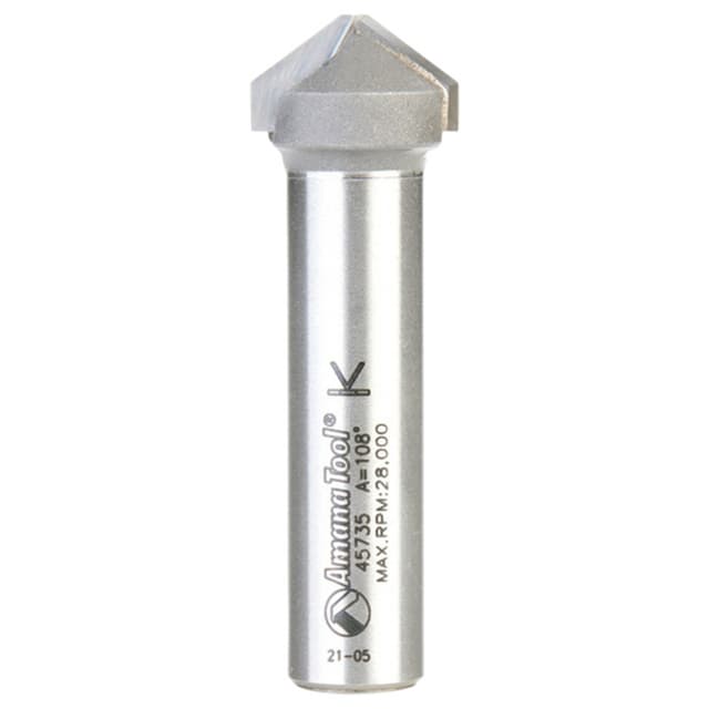 3/4" Dia x 15/64" 108° Double Edge Folding V-Groove Bit, 1/2" Shank