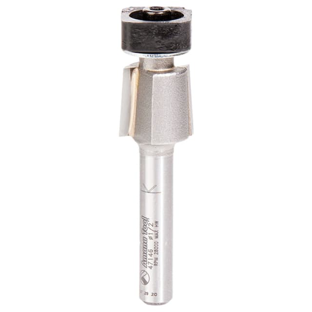 1/2" Dia x 1/2" Carbide Tipped Laminate Trimmer Router Bit with Euro Square Bearing, 2-Flute, 1/4" Shank