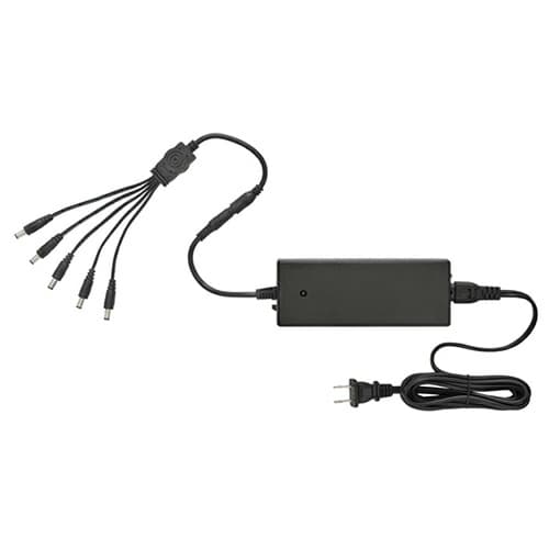 T653 48W Plug-In Power Supply with 5 Barrel Output, Black