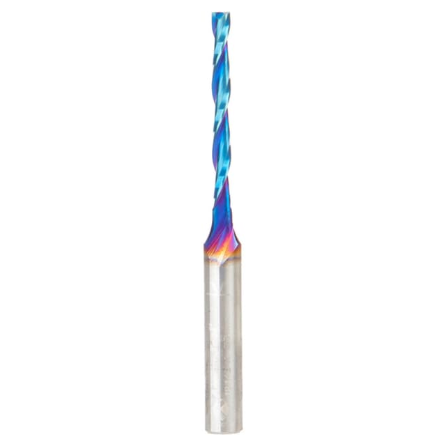 3mm x 64mm Solid Carbide CNC Spektra Extreme Tool Life Coated Foam Cutting Up-Cut Square End Spiral Router Bit, 2-Flute, 6mm Shank