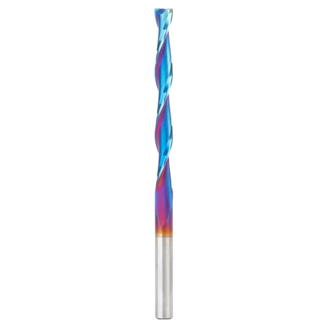 6mm x 100mm Solid Carbide CNC Spektra Extreme Tool Life Coated Foam Cutting Up-Cut Square End Spiral Router Bit, 2-Flute, 6mm Shank