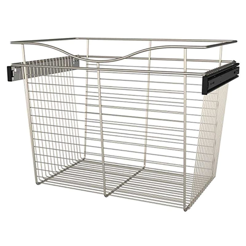 18" x 16" x 24" Wide Heavy-Gauge Pull-Out Wire Basket, Satin Nickel Finish