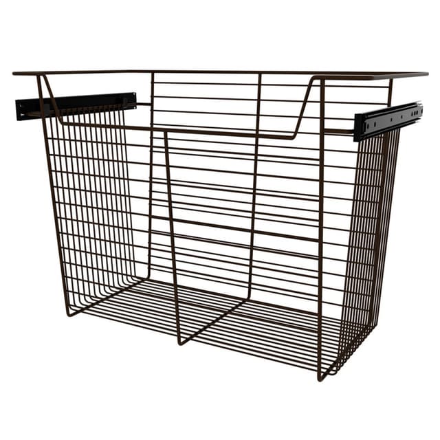 17" x 14" x 24" Wide Sidelines Pull-Out Wire Closet Basket, Bronze Finish