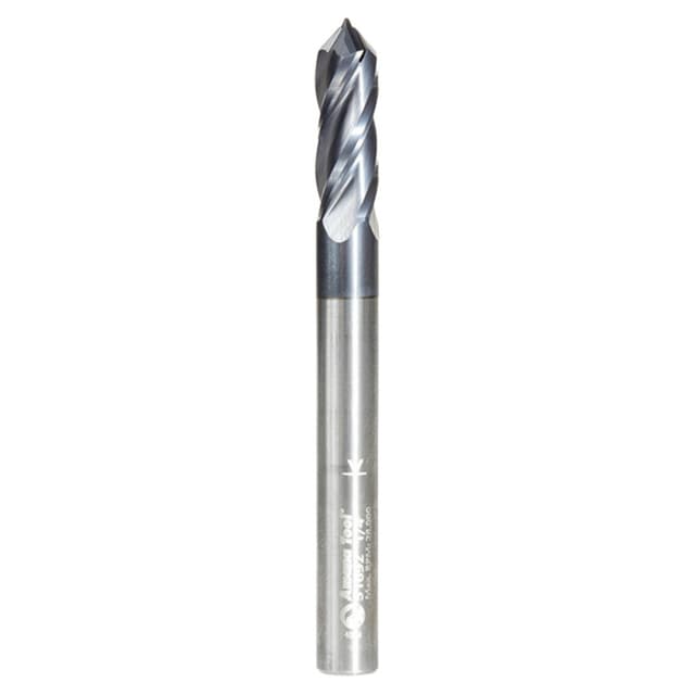 1/4" Dia x 1/8 High Performance CNC Solid Carbide 'V' Spiral Drills with AlTiN Coating 4-Flute, 1/4" Shank, 2-1/2" Long Up-Cut Router Bit, /End Mill