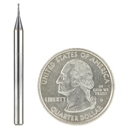 0.025" AlTiN Coated CNC Steel Ball End Mini Mill Bit, 2-Flute