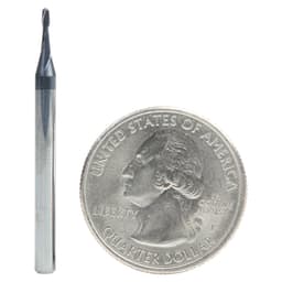 0.050" AlTiN Coated CNC Steel Ball End Mini Mill Bit, 2-Flute